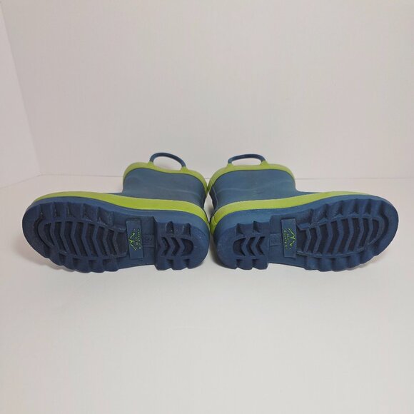 Blue Mountain Kids Rain Boots Blue & Lime Green | Size 5/6 - Picture 2 of 6